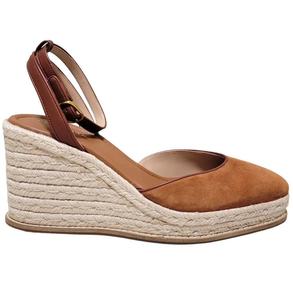 Cole Haan Women Cloudfeel Kyra Espadrille Wedge Heels Size US 9.5B British Tan